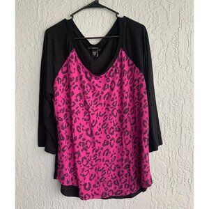 TORRID 2 Pink/Black Leopard Raglan 3/4 Sleeve